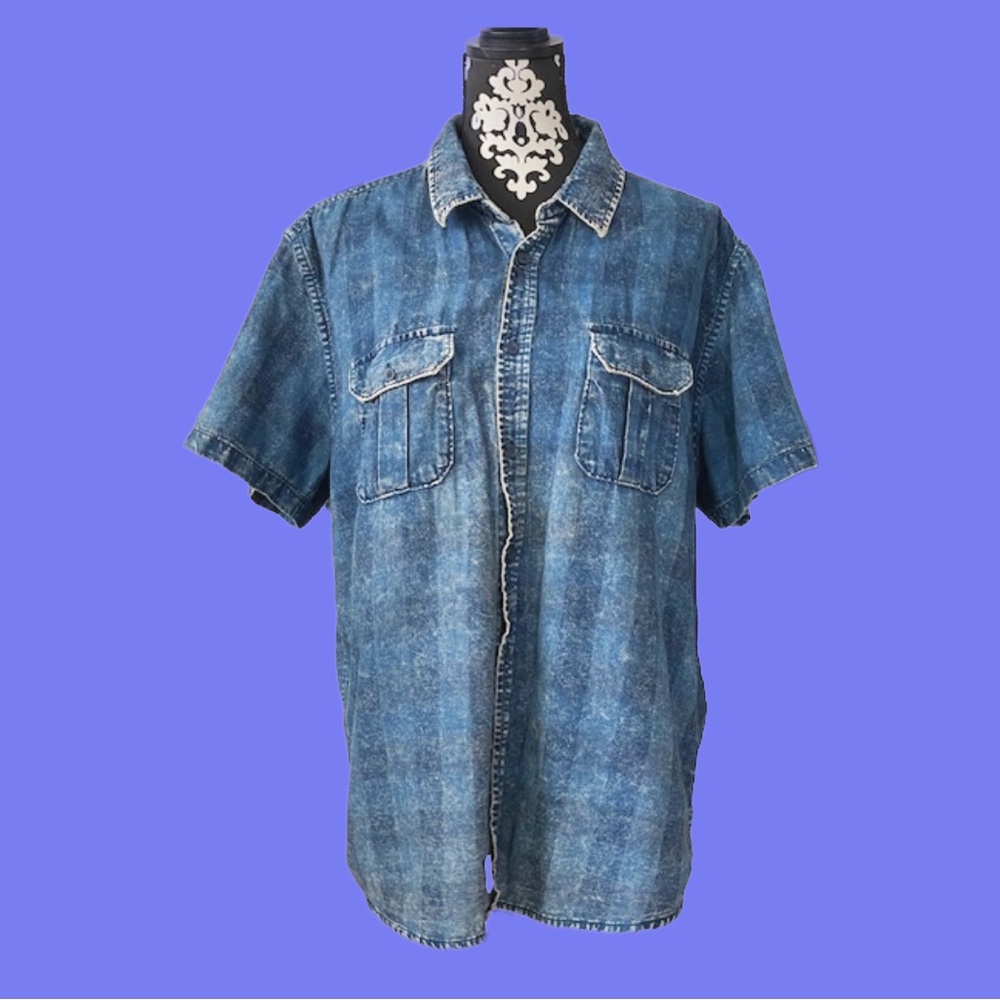 Sears Men's Casual Blue Button Down Shirt